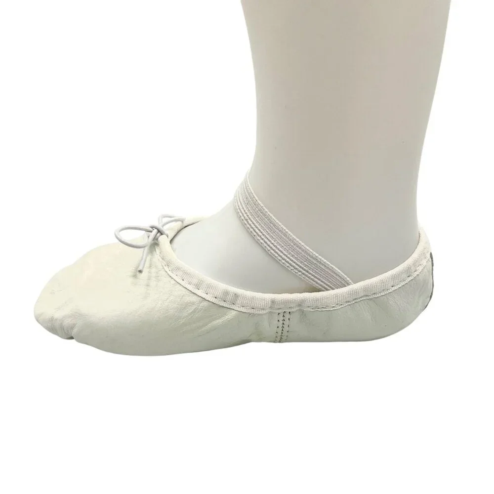 Childrens White Full Leather Ballet Shoes Dance Slippers Nyla Wedding Costume